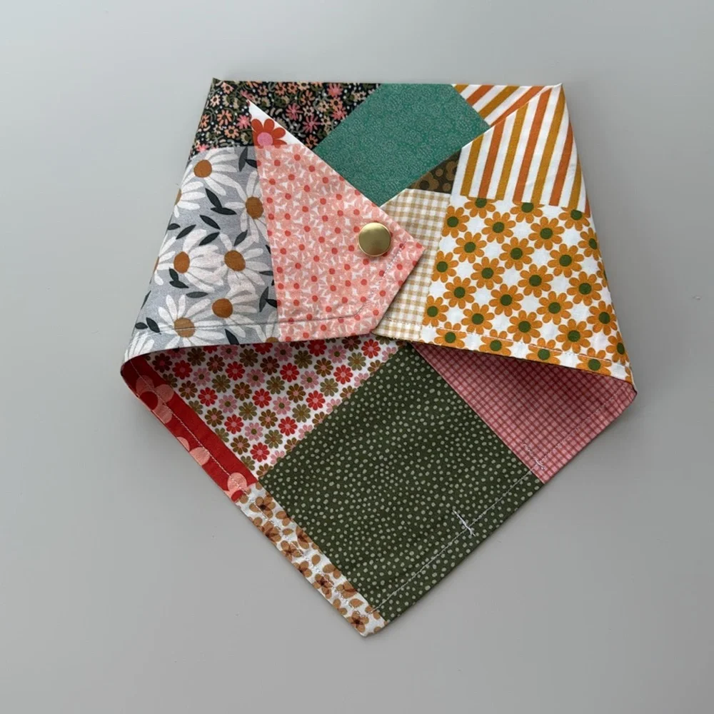 Colorful Patchwork Dog Bandana Handmade